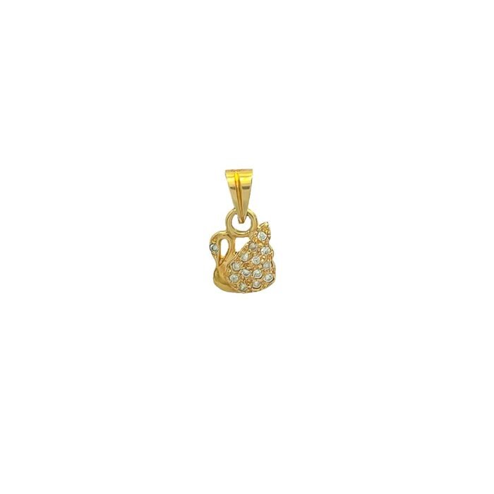 DIJE FIGURA CISNE PIEDRAS ORO 18K - Image 1