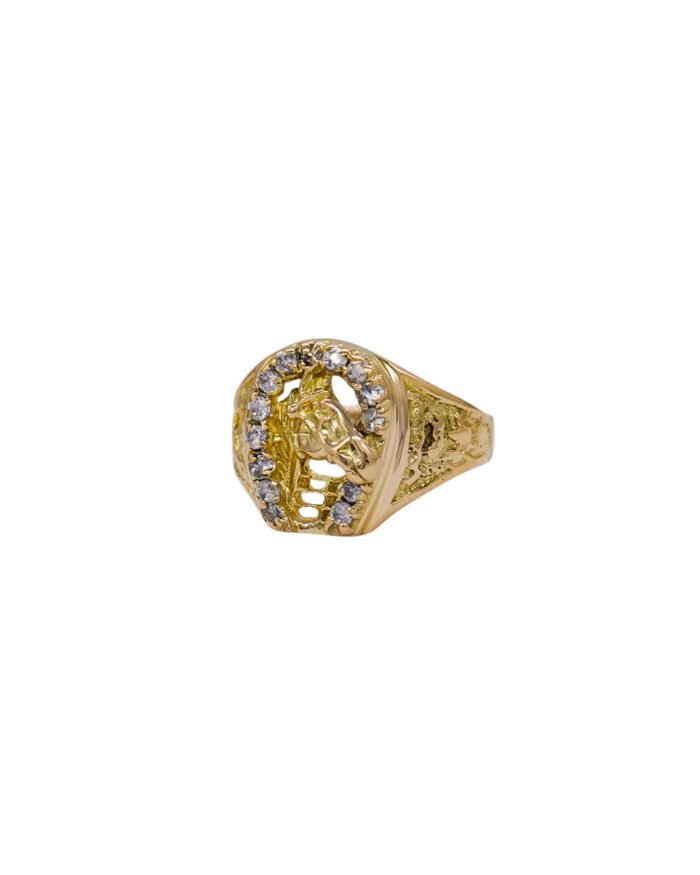 ANILLO PARA HOMBRE HERRADURA CABALLO PIEDRAS ORO 18K - Image 1