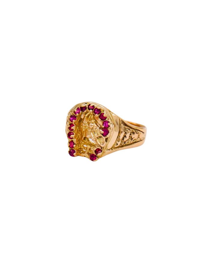 ANILLO PARA HOMBRE HERRADURA CABALLO PIEDRAS ORO 18K - Image 1
