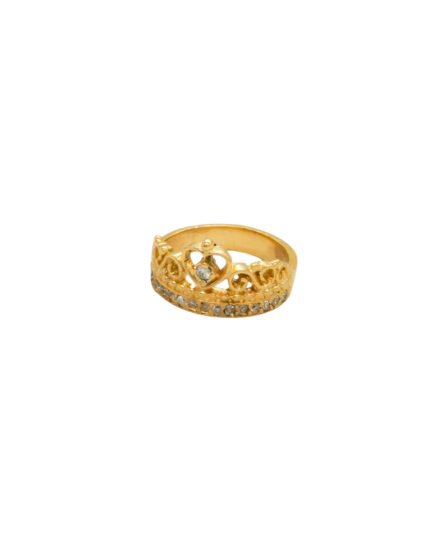 ANILLO PARA DAMA CORONA CALADA PIEDRAS ORO 18K