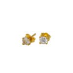 ARETES TOPOS PIEDRA ORO 18K
