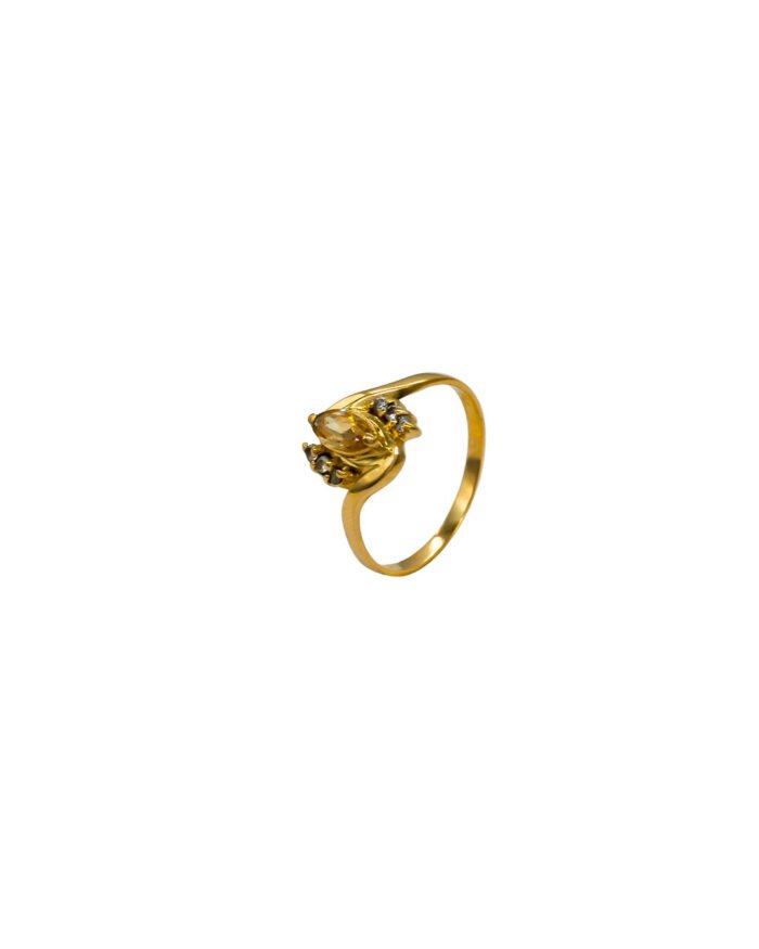 ANILLO PARA DAMA PIEDRAS BLANCAS LILA ORO 18K - Image 1
