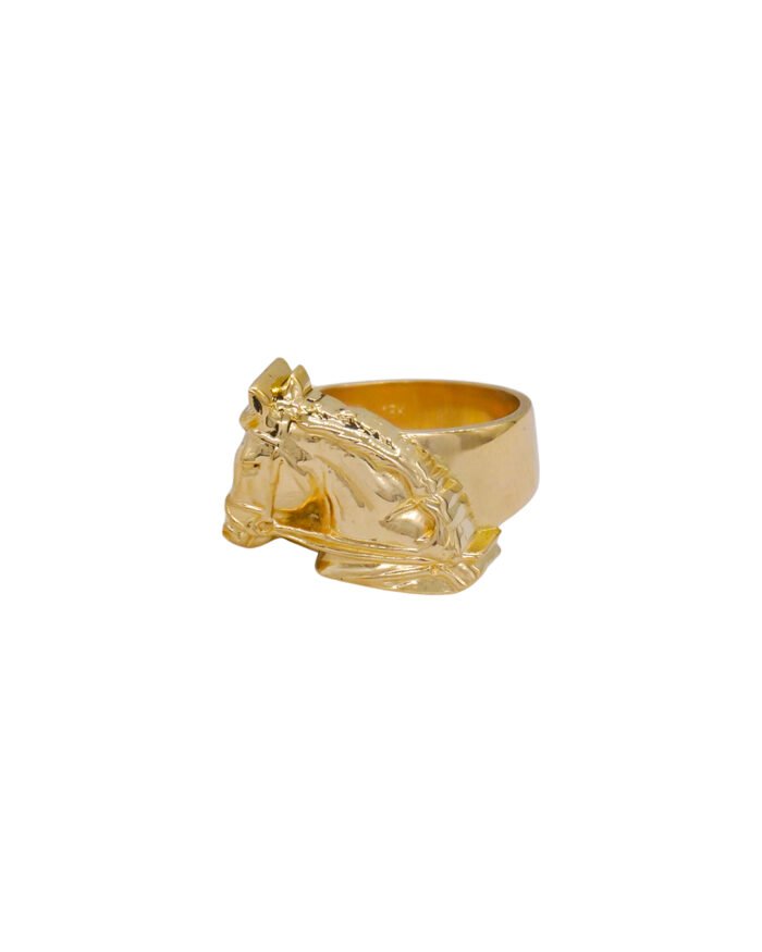 ANILLO PARA HOMBRE FIGURA CABALLO MACISO ORO 18K - Image 1