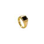 ANILLO PARA HOMBRE CUADRADO PIEDRA NEGRA ORO 18K