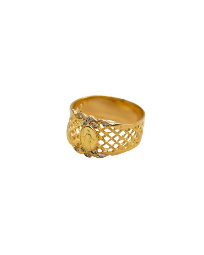 ANILLO PARA DAMA VIRGEN CALADO PIEDRAS ORO 18K - Image 1