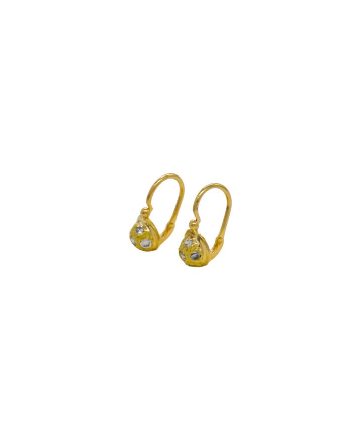 ARETES CORTOS MEDIA BOLA DE FUEGO ORO 18K - Image 1