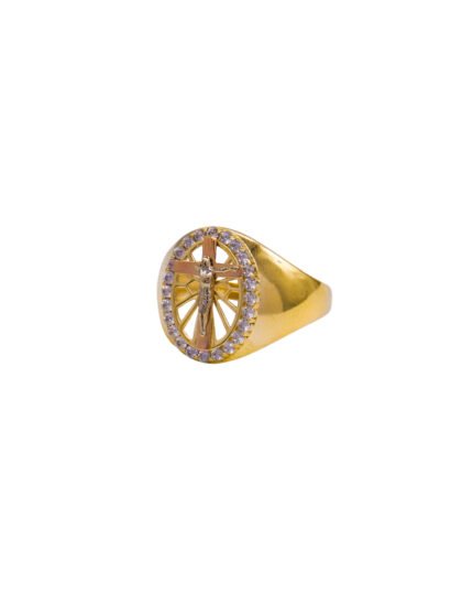 ANILLO PARA HOMBRE CALADO CRISTO ORO 18K