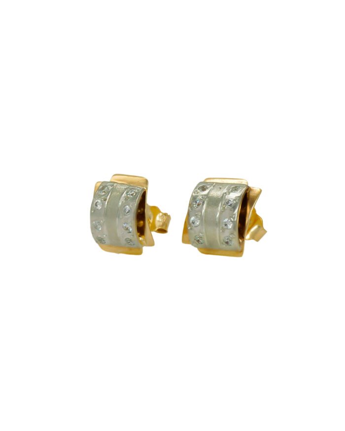 ARETES TOPOS DOS OROS PIEDRAS ORO 18K - Image 1