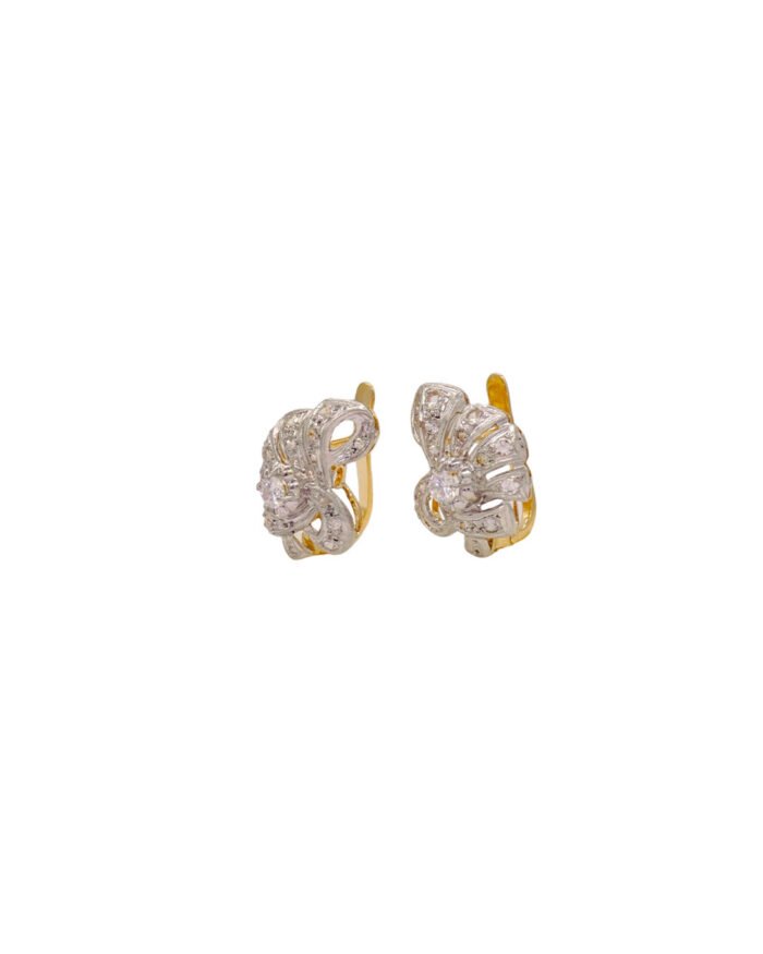 ARETES CORTOS DOS OROS FLOR 18K - Image 1