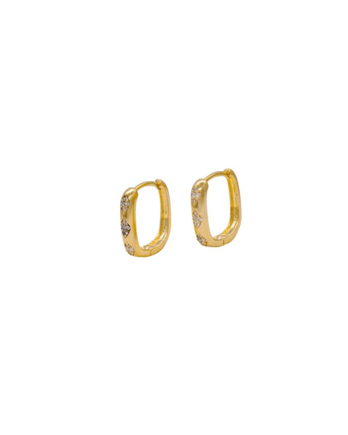ARETES CANDONGAS CUADRADAS PIEDRAS ORO 18K - Image 1