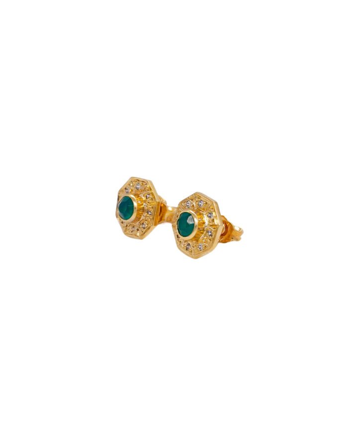 ARETES TOPOS PIEDRA VERDE ORO 18K - Image 1