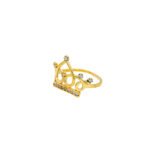 ANILLO PARA DAMA CORONA CALADO PIEDRAS ORO 18K