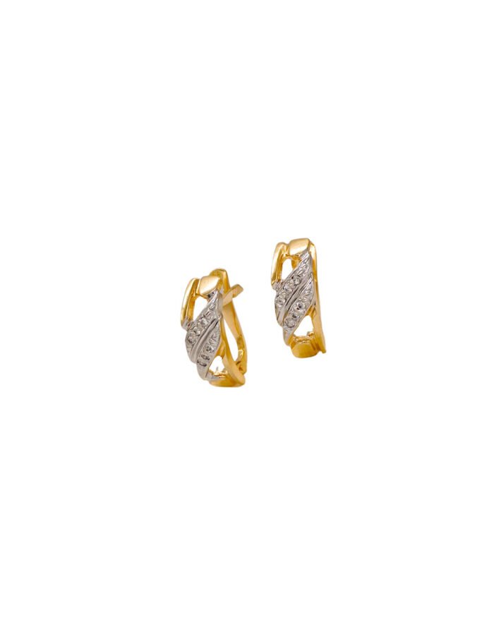 ARETES CORTOS DOS OROS CALADOS CIERRE CATALAN ORO 18K - Image 1