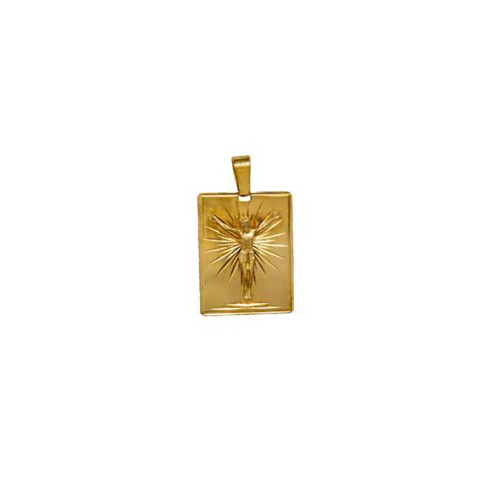 DIJE PLACA CRISTO DIAMANTADA ORO 18K - Image 1