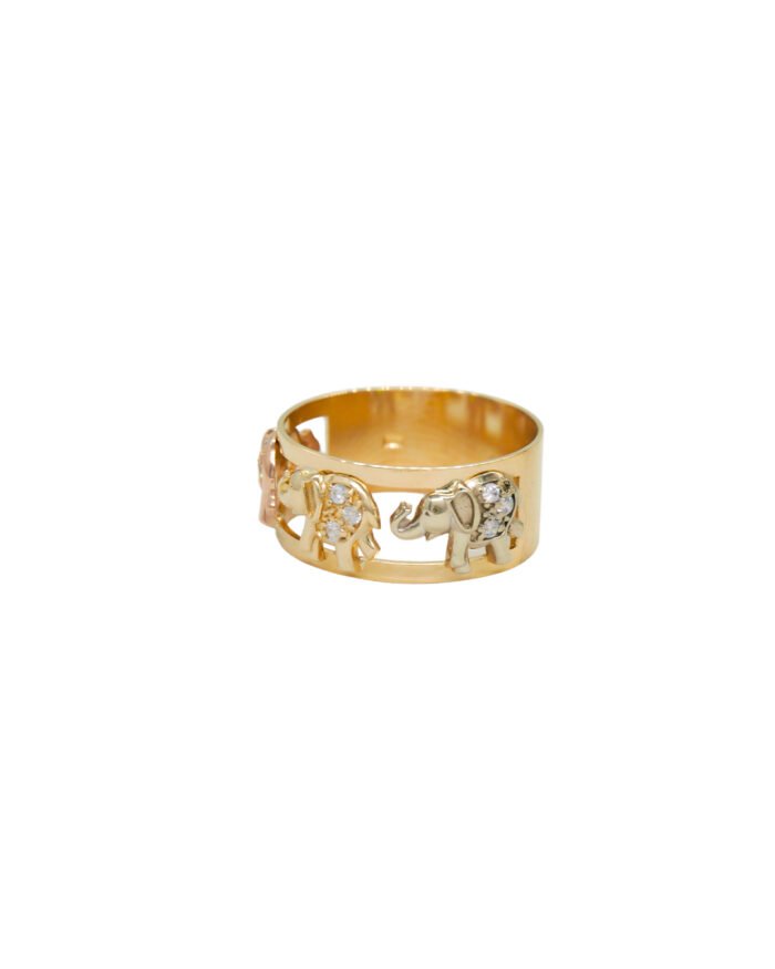 ANILLO PARA DAMA ELEFANTE CALADO TRES OROS 18K - Image 1