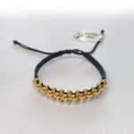 PULSO TEJIDO 34 BALINES DE ORO 18K EN HILO ROJO