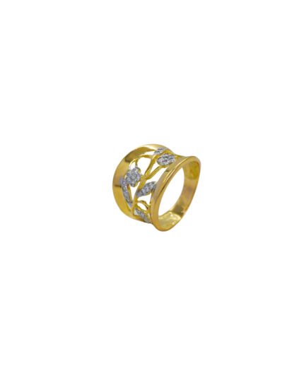 ANILLO PARA DAMA CALADO FLOR PIEDRAS ORO 18K