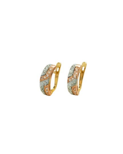 ARETES CORTOS TRES OROS CIERRE CATALAN ORO 18K