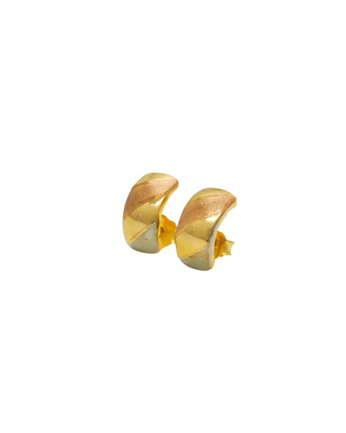 ARETES TOPOS ARENADOS LISOS TRES OROS 18K - Image 1