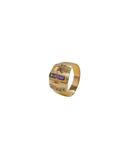 ANILLO PARA DAMA PIEDRAS COLORES ORO 18K