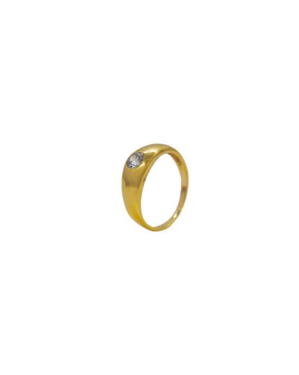 ANILLO PARA DAMA LISO PIEDRA BLANCA ORO 18K