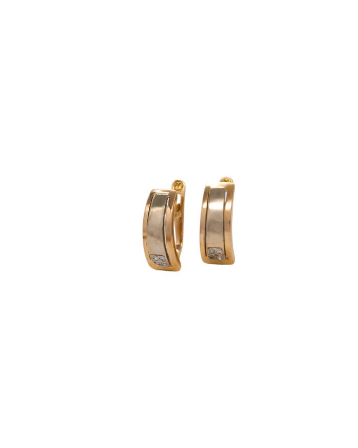 ARETES CORTOS DOS ROSO CIERRE CATALAN ORO 18K - Image 1