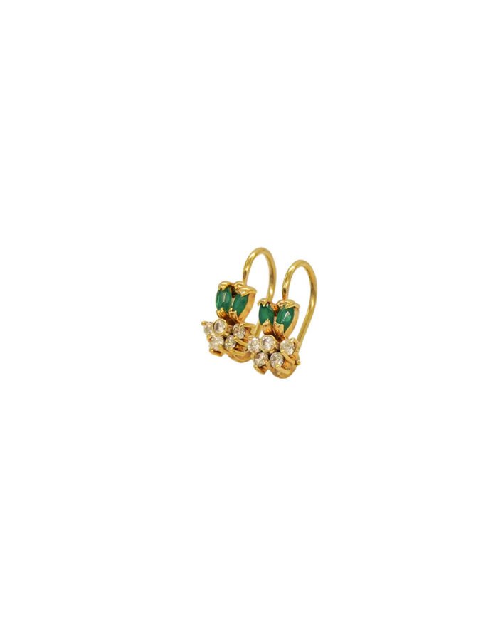 ARETES CORTOS FLOR PIEDRAS COLORES ORO 8K - Image 1