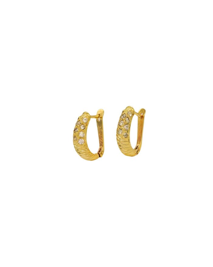 ARETES CORTOS CURRUGADOS PIEDRAS ORO 18K - Image 1