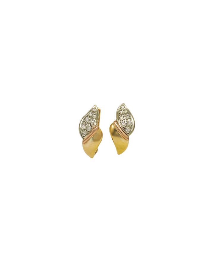 ARETES CORTOS DOS OROS PIEDRAS ORO 18K - Image 1
