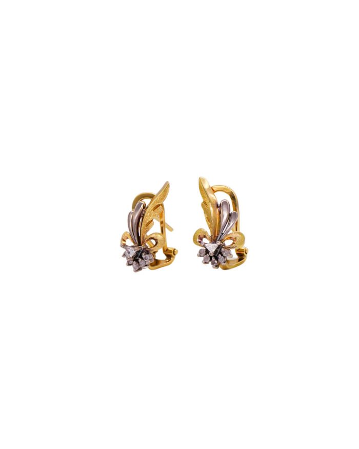 ARETES CORTOS DOS OROS PIEDRAS ORO 18K - Image 1