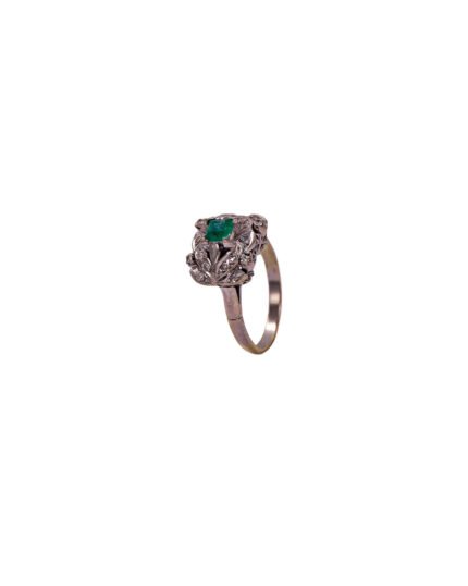 ANILLO PARA DAMA PIEDRA ESMERALDA ORO BLANCO 18K