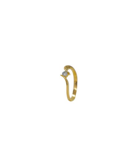 ANILLO SOLITARIO CURSIVO PIEDRA DIAMANTE ORO 18K