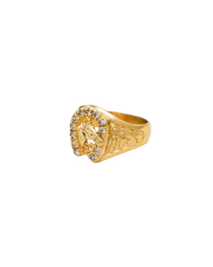 ANILLO PARA HOMBRE HERRADURA CABALLO PIEDRAS ORO 18K - Image 1