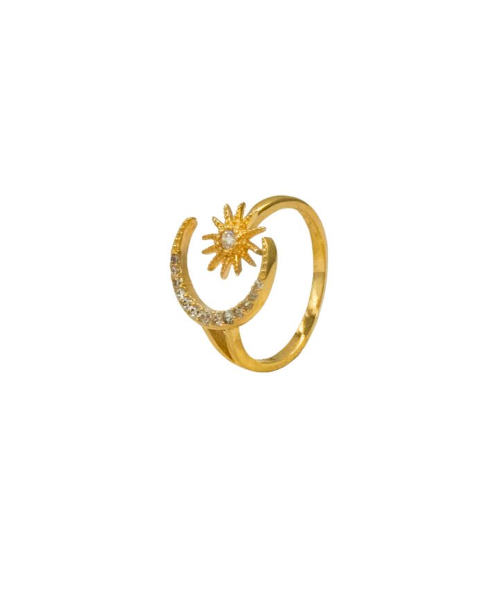 ANILLO SOL Y LUNA CON ZIRCONES 18K - Image 1