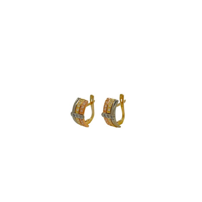 ARETES TRES OROS CIERRE CATALAN PIEDRAS ORO 18K - Image 1