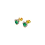 ARETES TOPOS CORAZON PIEDRA VERDE ORO 18K
