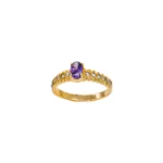 ANILLO PARA DAMA SOLITARIO PIEDRA MORADA BLANCA 18K