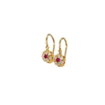ARETES CORTOS FLOR ORO 18K
