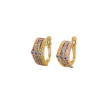 ARETES TRES OROS PIEDRAS CIERRE CATALAN ORO 18K