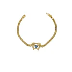 PULSO TEJIDO CHINO PLACA DELFINES PIEDRA ORO 18K