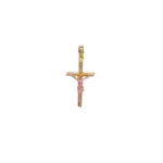 DIJE CRUZ CRISTO TRES OROS MACISO ORO 18K