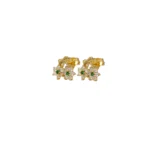 ARETES TOPO FLOR PIEDRA 18K