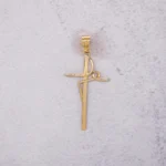 DIJE CRUZ FE CALADO LISO ORO 18K