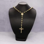 CADENA TEJIDO ROSARIO HUECO ORO AMARILLO 18K