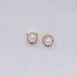 ARETES TOPOS PERLAS ORO 18K