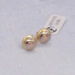 ARETES TOPOS TRES OROS MEDIA BOLA ORO 18K