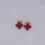 ARETES TOPOS VAN CLEEFF ROJO ORO 18K