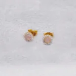 ARETES TOPOS PERLA ORO 18K