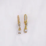 ARETES COLGANTES PIEDRAS ORO 18K