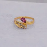 ANILLO PARA DAMA CRUZADO PIEDRAS ROJAS ORO 18K